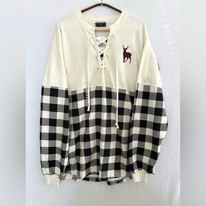 NWT Spirit Jersey Adult Top Buffalo Check Lace Up Stay Wild Size L